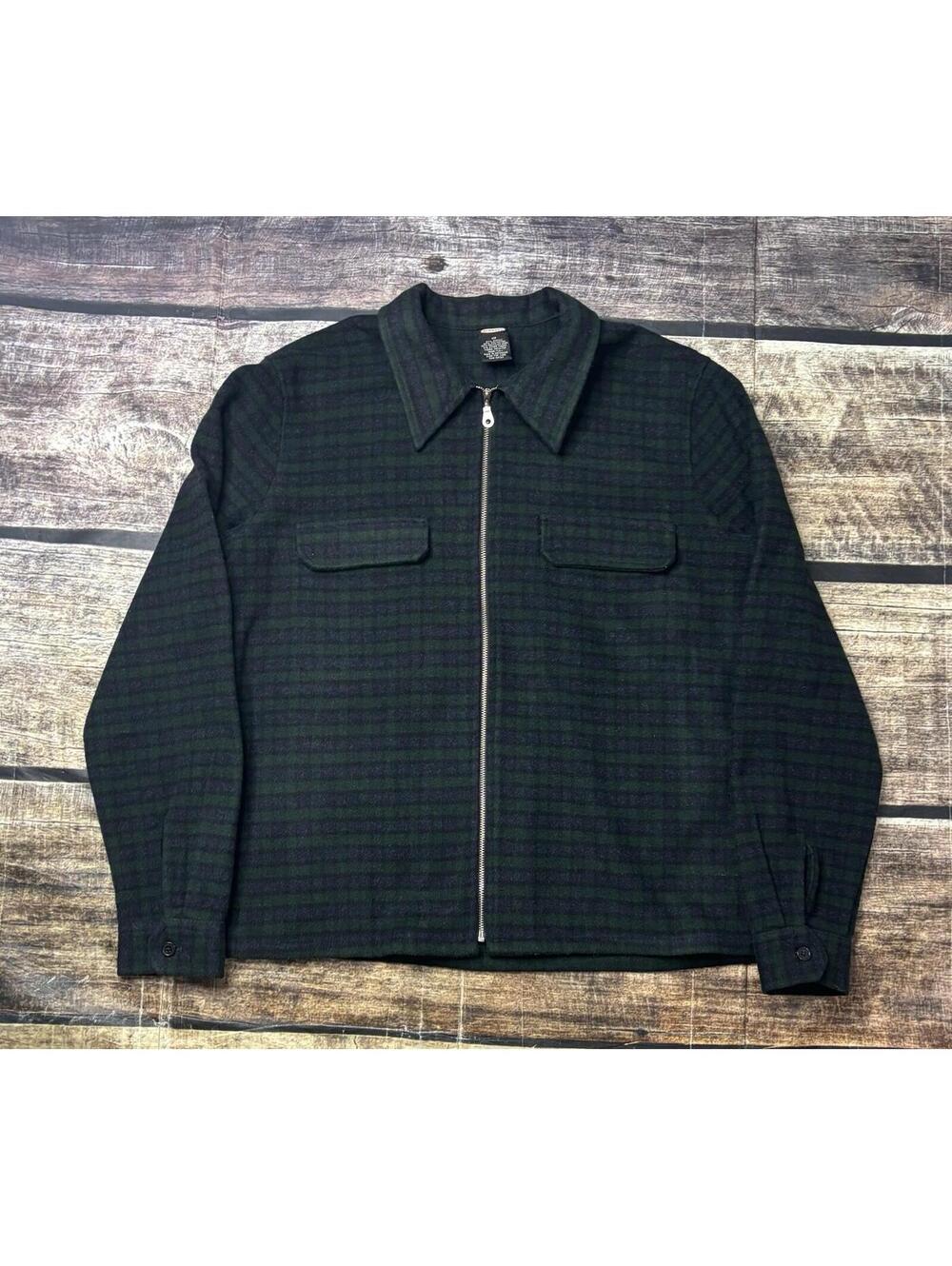 90s Old Navy Clothing Co Shacket Mens Medium Wool Blend Flannel Shirt Jacket